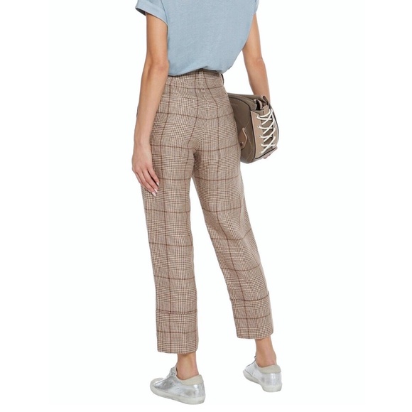 BRUNELLO CUCINELLI Prince of Wales Check Linen Cropped Trousers Size IT 40 - Picture 3 of 3
